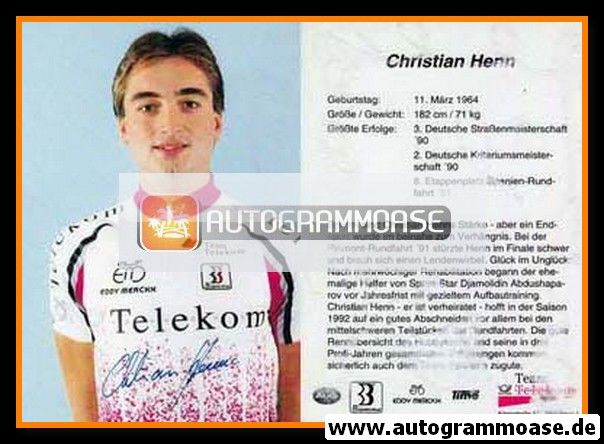 Autogramm Radsport | Christian HENN | 1992 (Telekom)