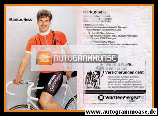 Autogramm Radsport | Markus HESS | 1980er (Portrait Color)