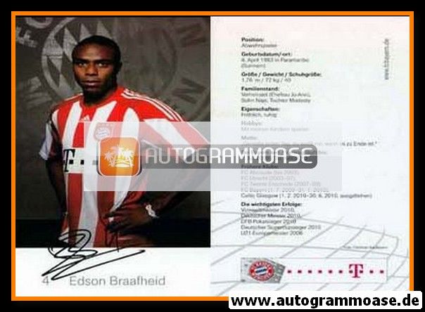 Autogramm Fussball | FC Bayern München | 2010 Druck | Edson BRAAFHEID