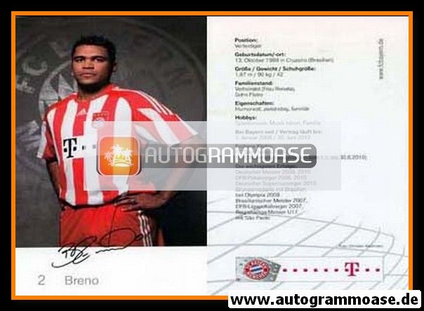 Autogramm Fussball | FC Bayern München | 2010 Druck | BRENO