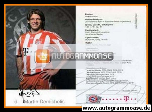 Autogramm Fussball | FC Bayern München | 2010 Druck | Martin DEMICHELIS