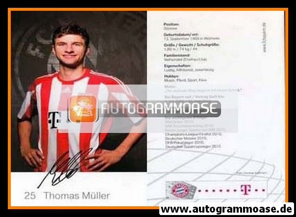 Autogramm Fussball | FC Bayern München | 2010 Druck | Thomas MÜLLER