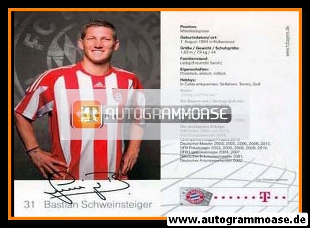 Autogramm Fussball | FC Bayern München | 2010 Druck | Bastian SCHWEINSTEIGER