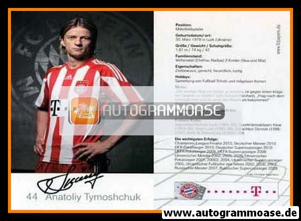 Autogramm Fussball | FC Bayern München | 2010 Druck | Anatoliy TYMOSHCHUK