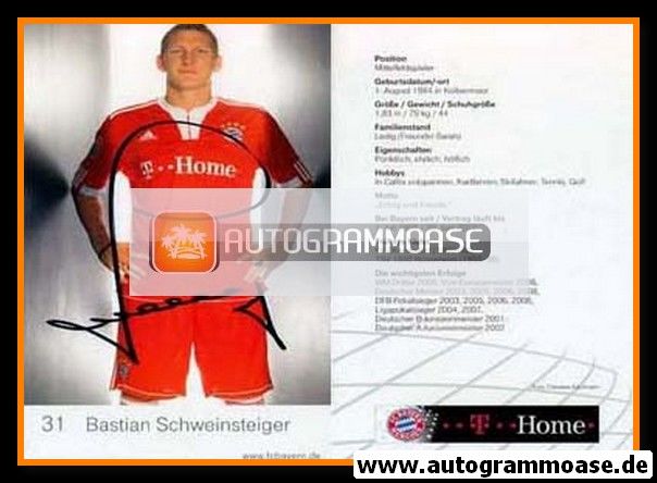 Autogramm Fussball | FC Bayern München | 2009 | Bastian SCHWEINSTEIGER