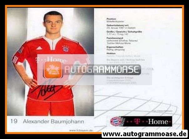 Autogramm Fussball | FC Bayern München | 2009 Druck | Alexander BAUMJOHANN
