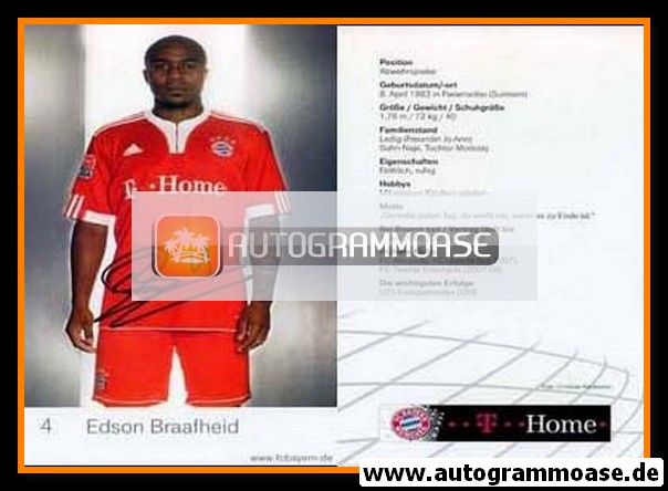 Autogramm Fussball | FC Bayern München | 2009 Druck | Edson BRAAFHEID