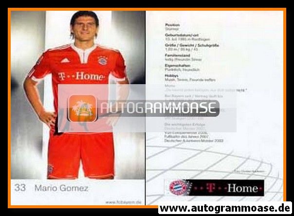 Autogramm Fussball | FC Bayern München | 2009 Druck | Mario GOMEZ