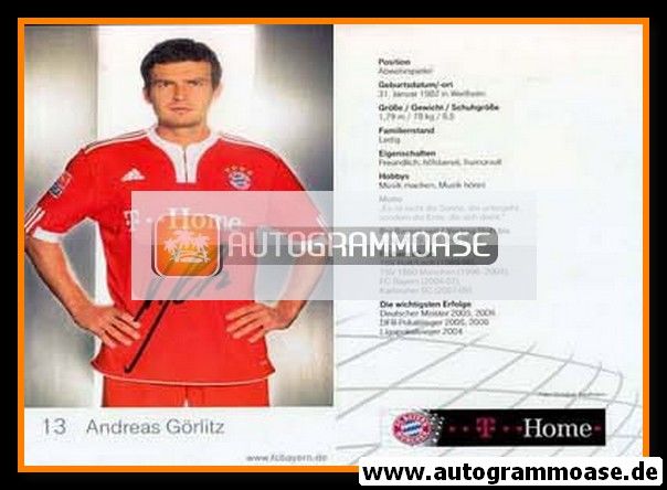 Autogramm Fussball | FC Bayern München | 2009 Druck | Andreas GÖRLITZ
