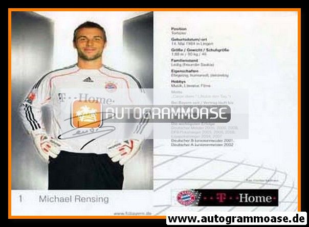 Autogramm Fussball | FC Bayern München | 2009 Druck | Michael RENSING
