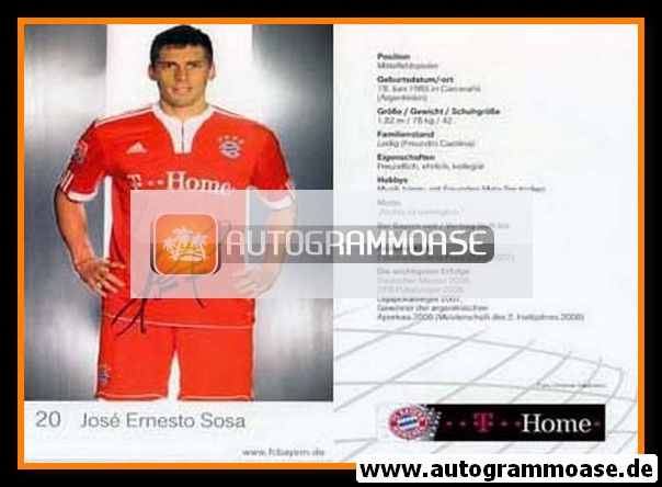 Autogramm Fussball | FC Bayern München | 2009 Druck | Jose Ernesto SOSA