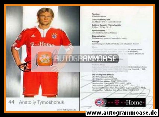 Autogramm Fussball | FC Bayern München | 2009 Druck | Anatoliy TYMOSHCHUK