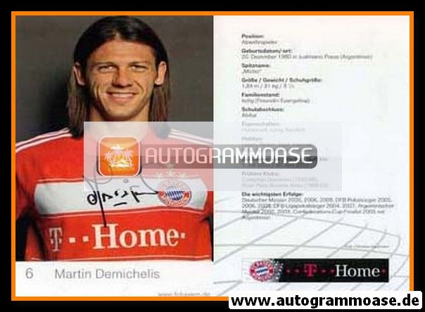 Autogramm Fussball | FC Bayern München | 2008 Druck | Martin DEMICHELIS
