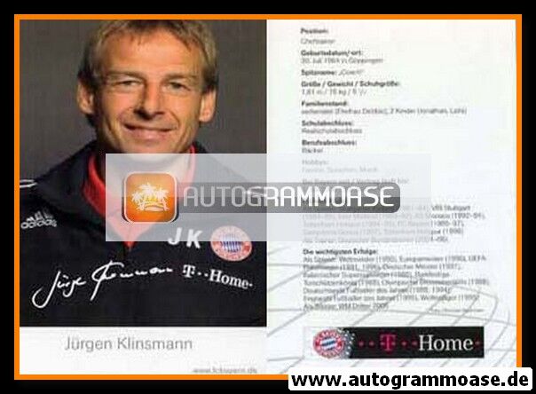 Autogramm Fussball | FC Bayern München | 2008 Druck | Jürgen KLINSMANN