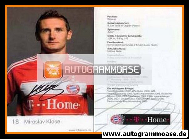Autogramm Fussball | FC Bayern München | 2008 Druck | Miroslav KLOSE