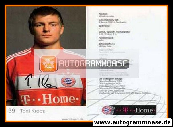 Autogramm Fussball | FC Bayern München | 2008 Druck | Toni KROOS