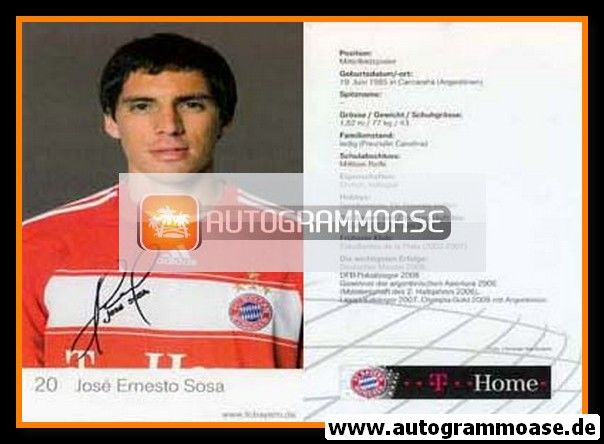 Autogramm Fussball | FC Bayern München | 2008 Druck | Jose Ernesto SOSA