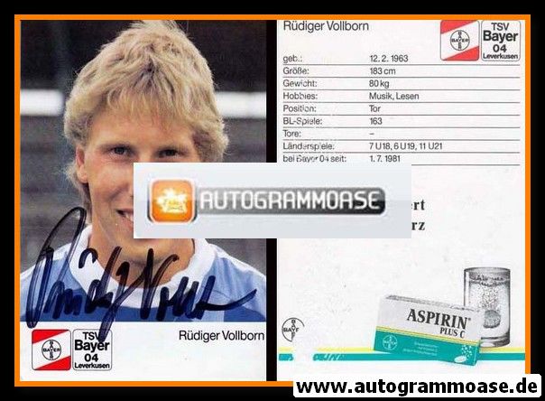 Autogramm Fussball | Bayer Leverkusen | 1988 | Rüdiger VOLLBORN