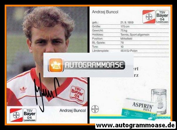 Autogramm Fussball | Bayer Leverkusen | 1989 | Andrzej BUNCOL