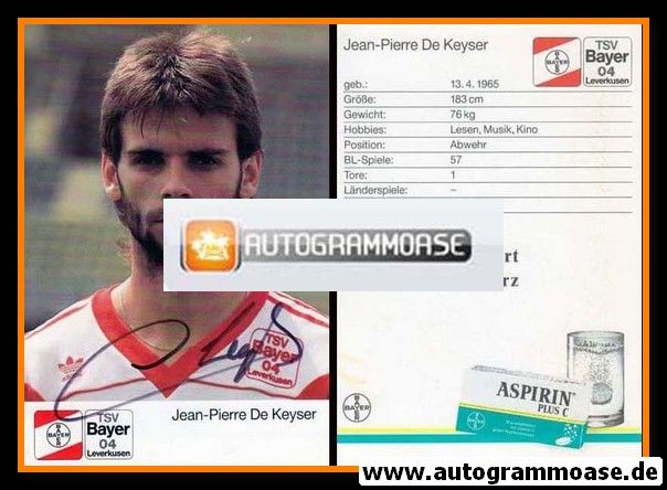 Autogramm Fussball | Bayer Leverkusen | 1989 | Jean-Pierre DE KEYSER