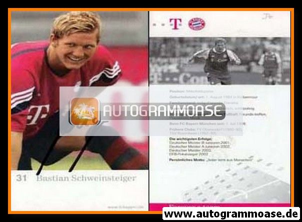 Autogramm Fussball | FC Bayern München | 2003 | Bastian SCHWEINSTEIGER