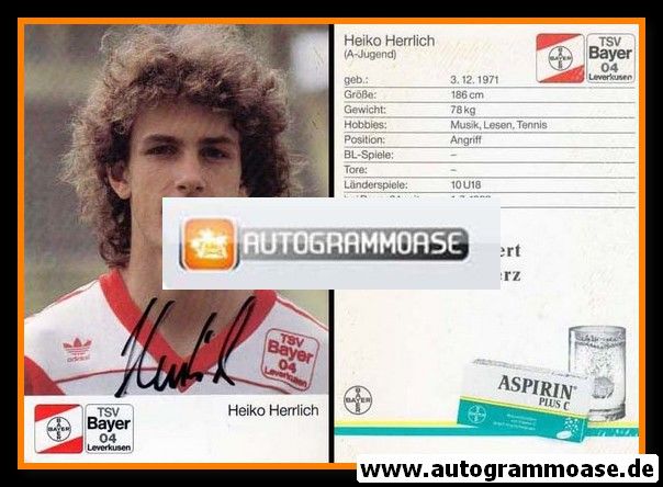 Autogramm Fussball | Bayer Leverkusen | 1989 | Heiko HERRLICH