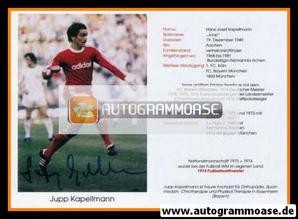 Autogramm Fussball | FC Bayern München | 1970er Retro | Jupp KAPELLMANN (Spieleszene Color)