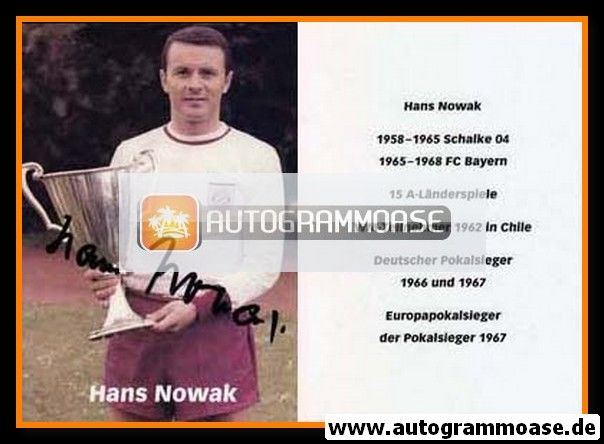 Autogramm Fussball | FC Bayern München | 1960er Retro | Hans NOWAK (Portrait Color Pokal)