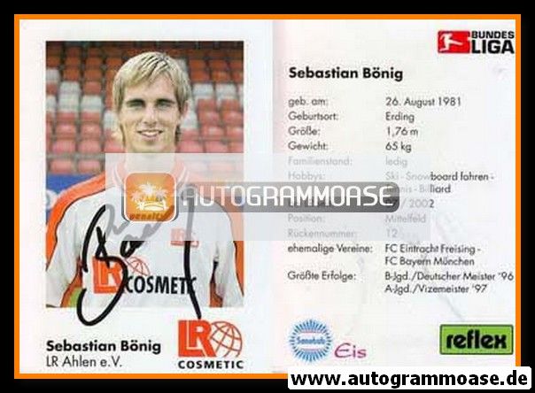 Autogramm Fussball | Rot Weiss Ahlen | 2003 | Sebastian BÖNIG