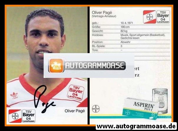 Autogramm Fussball | Bayer Leverkusen | 1989 | Oliver PAGE _
