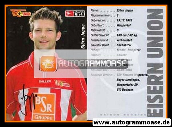 Autogramm Fussball | 1. FC Union Berlin | 2003 | Björn JOPPE