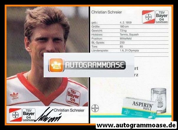 Autogramm Fussball | Bayer Leverkusen | 1989 | Christian SCHREIER