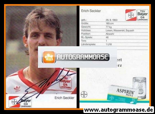 Autogramm Fussball | Bayer Leverkusen | 1989 | Erich SECKLER