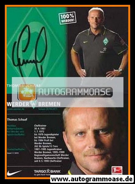 Autogramm Fussball | SV Werder Bremen | 2010 | Thomas SCHAAF