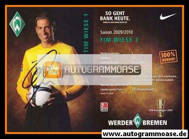 Autogramm Fussball | SV Werder Bremen | 2009 | Tim WIESE