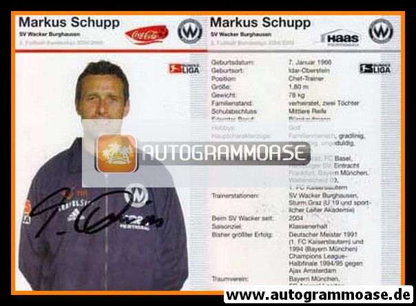 Autogramm Fussball | SV Wacker Burghausen | 2004 | Markus SCHUPP