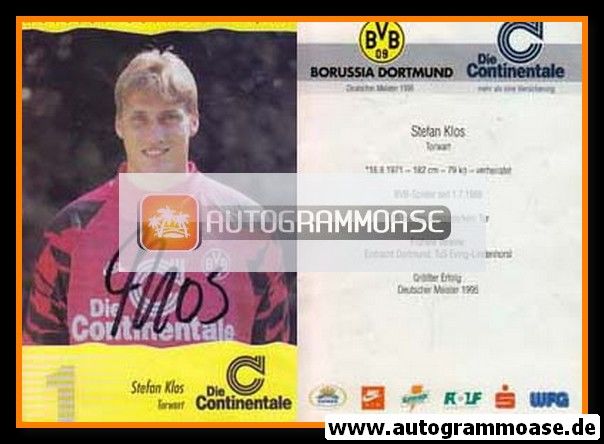 Autogramm Fussball | Borussia Dortmund | 1995 Continentale | Stefan KLOS