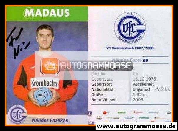Autogramm Handball | VfL Gummersbach | 2007 | Nandor FAZEKAS