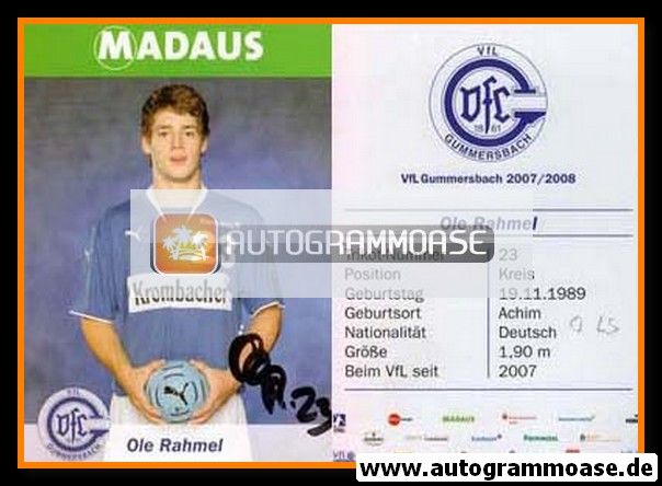 Autogramm Handball | VfL Gummersbach | 2007 | Ole RAHMEL