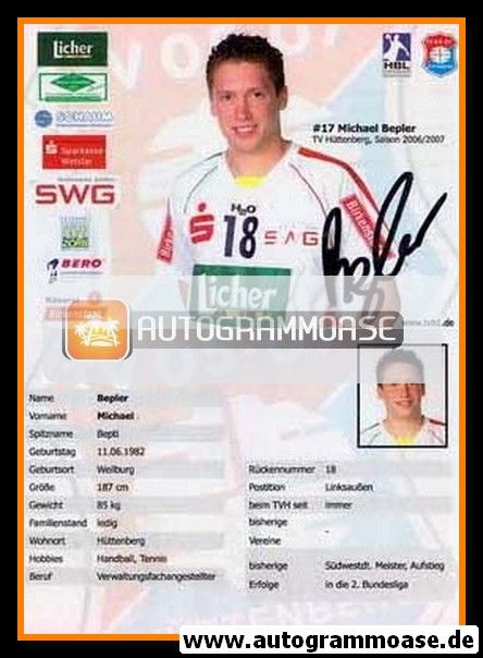 Autogramm Handball | TV Hüttenberg | 2006 | Michael BEPLER