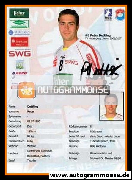 Autogramm Handball | TV Hüttenberg | 2006 | Peter DETTLING