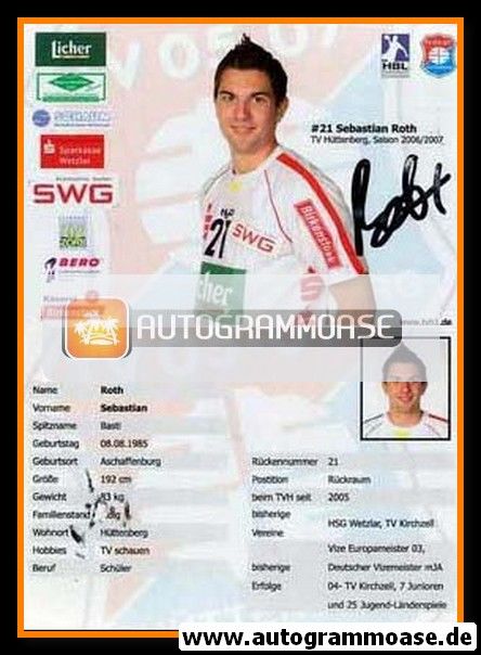 Autogramm Handball | TV Hüttenberg | 2006 | Sebastian ROTH