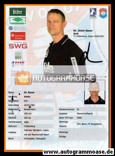Autogramm Handball | TV Hüttenberg | 2006 | Dr. Alwin SAUER