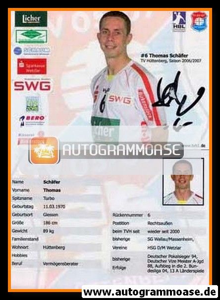 Autogramm Handball | TV Hüttenberg | 2006 | Thomas SCHÄFER