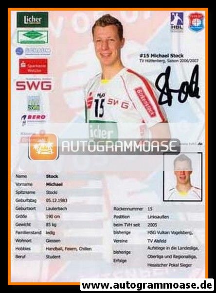 Autogramm Handball | TV Hüttenberg | 2006 | Michael STOCK