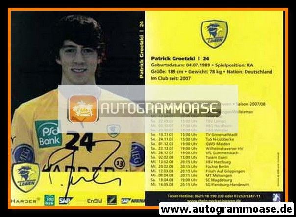 Autogramm Handball | Rhein-Neckar Löwen | 2007 | Patrick GROETZKI