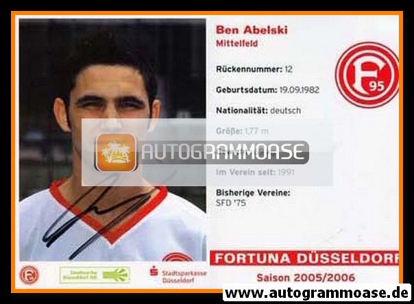 Autogramm Fussball | Fortuna Düsseldorf | 2005 | Ben ABELSKI