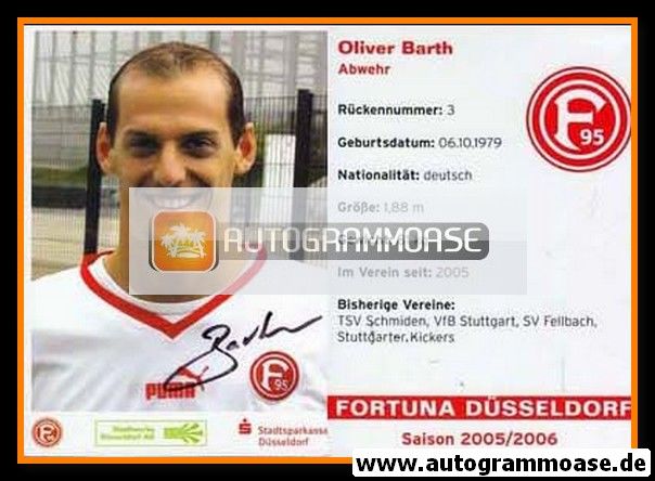 Autogramm Fussball | Fortuna Düsseldorf | 2005 | Oliver BARTH