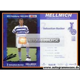Autogramm Fussball | MSV Duisburg | 2002 | Sebastian BACKER