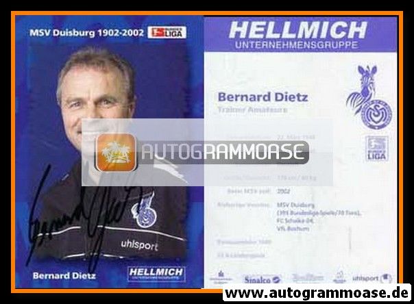Autogramm Fussball | MSV Duisburg | 2002 | Bernard DIETZ 